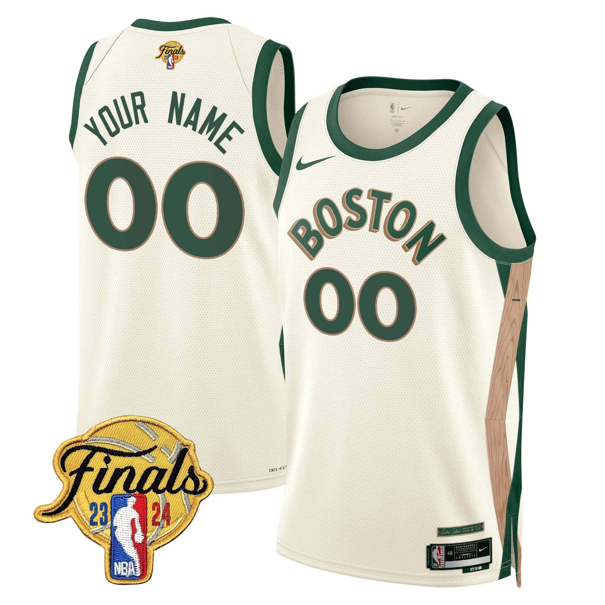 Men Boston Celtics Cream 2024 Nike Finals Patch Swingman Custom NBA Jersey->customized nba jersey->Custom Jersey